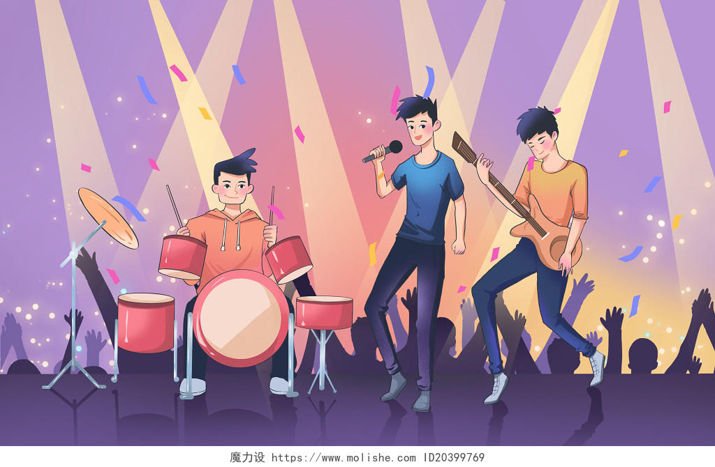 乐队青年音乐节原创插画海报